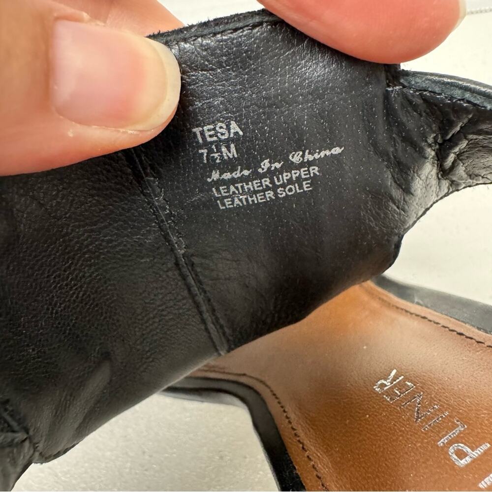 Donald J Pliner Black Leather Slip On Mule Heels Womens 7.5 Tesa Buckle Accent - Picture 4 of 11